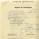 Registo de velocípede de marca Toman, com o nº 2164, em nome de João Rosalino Duarte, morador em Cortegaça.