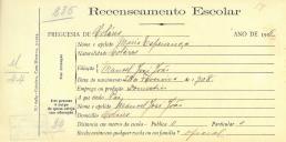 Recenseamento escolar de Maria Esperança, filho de Manuel José João, moradora em Colares