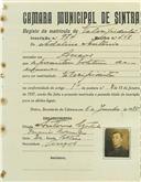 Registo de matricula de velocipedista em nome de Adelino António, morador em Anços, com o nº de inscrição 974.