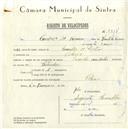 Registo de velocípede de marca Caravela com motor, com o nº 5614, em nome de Cândido da Fonseca, morador em Colares.