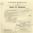 Registo de velocípede com o nº 3982, em nome de José Tomás Duarte Silva, morador em Campo Raso.
