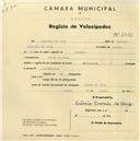 Registo de velocípede de marca Bottechia, com o nº 2481, em nome de António da Cruz, morador em Cacém de Cima.