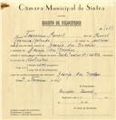 Registo de velocípede de marca Sachs, com o nº 7629, em nome de Francisco Manuel, morador em Granja dos Serrões.