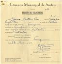 Registo de velocípede de marca Atlantic, com o nº 7110, em nome de Cipriano Caetano Pires, morador em Terrugem.