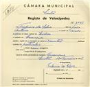 Registo de velocípede de marca Oriental, com o nº 3449, em nome de Frederico da Silva, morador em Carenque.