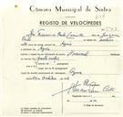 Registo de velocípede de marca Nacional, com o nº 9368, em nome de José Francisco Paulo , morador em 