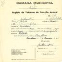 Registo de um veiculo de duas rodas tirado por dois animais de espécie muar destinado a transporte de mercadorias em nome de Guilherme Dias, morador em Casas Novas.