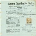 Registo de matricula de velocipedista em nome de Desiderio Pedro Vieira, morador no Carrascal, com o nº de inscrição 759.