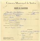 Registo de velocípede de marca Sterling, com o nº 7065, em nome de Valentim Luís Catarino, morador em Azoia.