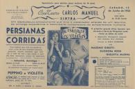 Programa do filme "Persianas Corridas" com a participação de Massimo Girotti, Eleonora Rossi e Giulietta Masina.