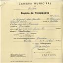 Registo de velocípede de marca Sprinter, com o nº 1629, em nome de Miguel dos Santos, morador em Gouveia.
