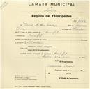Registo de velocípede com o nº 2526, em nome de David Rilhas Tomás, morador em Mucifal.