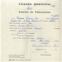 Registo de velocípede de marca Nacional, com o nº 4477, em nome de Fernando Ferreira Reis, morador em Pendão.