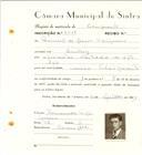 Registo de matricula de velocipedista em nome de Manuel de Jesus [...], morador em Queluz, com o nº de inscrição 6568.