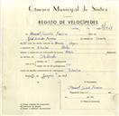 Registo de velocípede de marca Raio, com o nº 9548, em nome de Manuel Simões Ferreira, morador em Idanha.