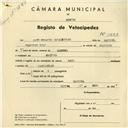 Registo de velocípede de marca Raio, com o nº 4223, em nome de José Fernando Catalão Dias, morador em Maceira.