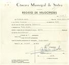 Registo de velocípede com o nº 9341, em nome de Cipriano Amaro, morador em Carne Assada.