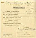 Registo de velocípede com o nº 7820, em nome de Fernando Jacinto Figueiredo, morador em Godigana.