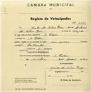 Registo de velocípede com o nº 1651, em nome de Júlio da Silva [...], morador em S. Pedro de Sintra.