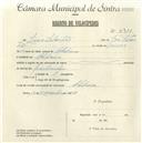 Registo de velocípede com o nº 4911, em nome de Lino Sebastião, morador em Chilreira.
