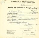 Registo de um veiculo de duas rodas tirado por dois animais de espécie bovina destinado a transporte de mercadorias em nome de Francisco Franco, morador em Gouveia.