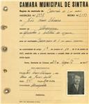 Registo de matricula de carroceiro de 2 ou mais animais em nome de João Soares Oliveira, morador em Albarraque, com o nº de inscrição 1996.