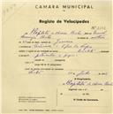 Registo de velocípede com o nº 2542, em nome de Batista de Oliveira Bicho, morador em Codiceira.