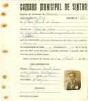 Registo de matricula de carroceiro de 2 ou mais animais em nome de Albano Jacinto de Lemos, morador no Casal da Serra, com o nº de inscrição 1933.