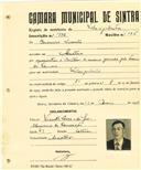 Registo de matricula de velocipedista em nome de Casimiro Vicente, morador em Sacotes, com o nº de inscrição 1992.