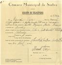 Registo de velocípede de marca Vilar com motor, com o nº 6377, em nome de Manuel Viegas, morador em Queluz.