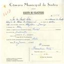 Registo de velocípede de marca Pombal, com o nº 5594, em nome de José dos Santos Silva, morador em Belas.