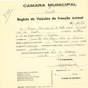 Registo de um veiculo de duas rodas tirado por um animal de espécie cavalar destinado a transporte de mercadorias em nome de Mário Macedo Sá da Costa, morador na Quinta da Luz, Rio de Mouro.