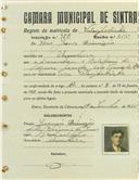 Registo de matricula de velocipedista em nome de José Jesus Dionísio, morador na Abrunheira, com o nº de inscrição 978.