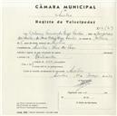 Registo de velocípede com o nº 4529, em nome de Otávio Fernando Veiga Santos, morador em Rua do Paço, Sintra.