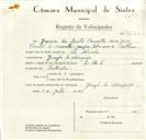 Registo de velocípede de marca L.B.S., com o nº 9060, em nome de Joaquim dos Santos Carvalho, morador em Granja do Marquês.