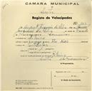 Registo de velocípede de marca Nadir, com o nº 623, em nome de Augusto Joaquim da Silva, morador em Ribeira.