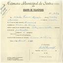 Registo de velocípede de marca Vilar com motor, com o nº 4677, em nome de Carlos Franco Moreira, morador em Cacém de Cima.