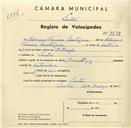 Registo de velocípede de marca Oscar, com o nº 3537, em nome de Adriano Ferreira Mortágua, morador em Sintra.