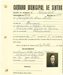 Registo de matricula de velocipedista em nome de Domingos de Sousa Leitão, morador em Lameiras, com o nº de inscrição 2054.