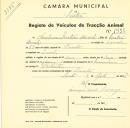 Registo de um veiculo de duas rodas tirado por dois animais de espécie asinina destinado a transporte de mercadorias em nome de [...] Matias Duarte, morador em Sacotes.