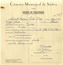 Registo de velocípede com motor Cuciolo, com o nº 7664, em nome de Aníbal Marques Pinto Ferrão, morador em Sintra.