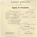 Registo de velocípede com o nº 1076, em nome de Elisiário Duarte, morador em Cortezia.