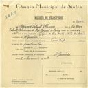 Registo de velocípede de marca Pombal, com o nº 6200, em nome de Manuel Valente d'Oliveira, morador em Algueirão.
