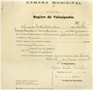 Registo de velocípede com o nº 49, em nome de Fernando Matias Casinhas, morador em Covões.