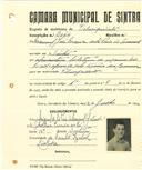 Registo de matricula de velocipedista em nome de Manuel José Maria de Sá Pais do Amaral, morador em Sintra, com o nº de inscrição 2044.