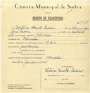 Registo de velocípede de marca L.R.S., com o nº 7511, em nome de Ventura Duarte Isidoro, morador em Odrinhas.