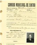 Registo de matricula de cocheiro profissional em nome de Dionísio Francisco da Cunha, morador em Queluz, com o nº de inscrição 796.