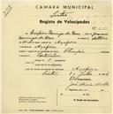 Registo de velocípede de marca Olympique, com o nº 2569, em nome de Crispim Domingos da Rosa, morador em Assafora.