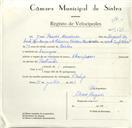 Registo de velocípede de marca Champion, com o nº 9135, em nome de José Paixão Mendonça, morador em Carenque.