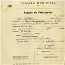Registo de velocípede de marca Star, com o nº 1935, em nome de José Cartaxo, morador em Venda Seca.